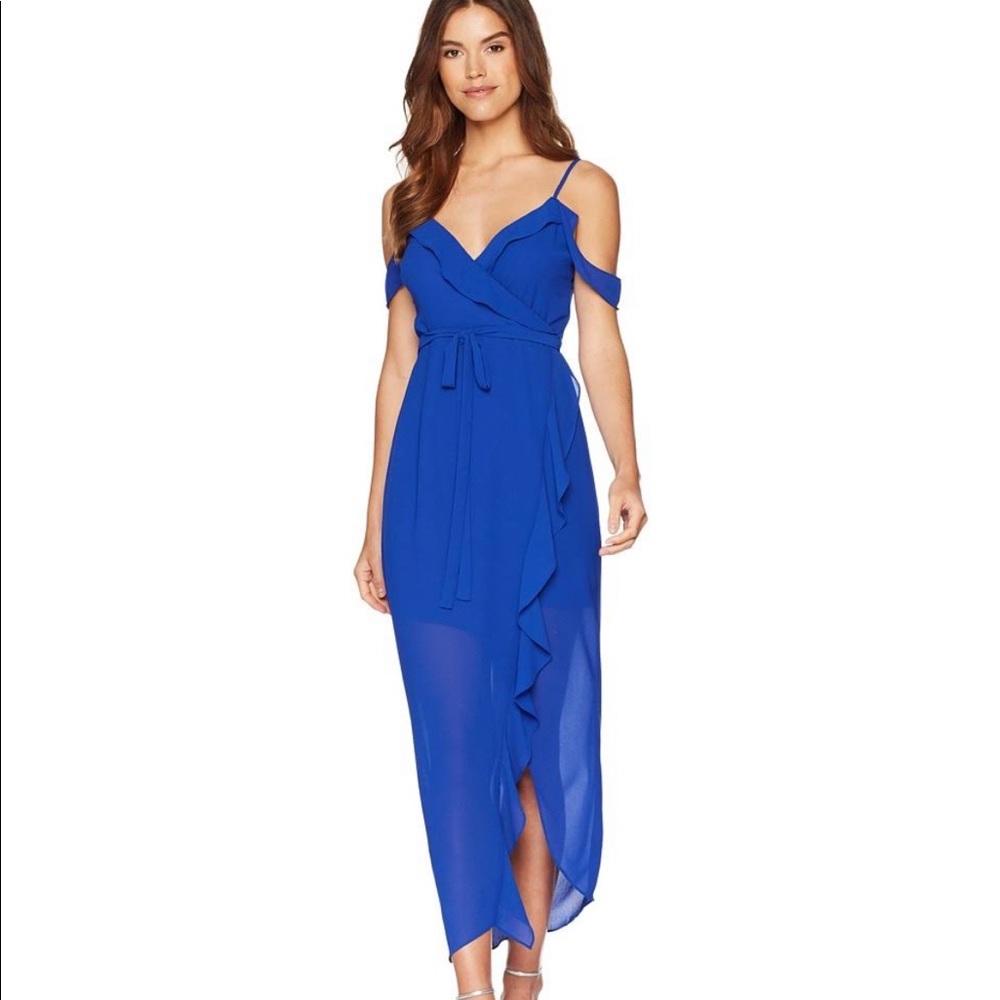 NWT! Beautiful Bardot faux wrap maxi dress